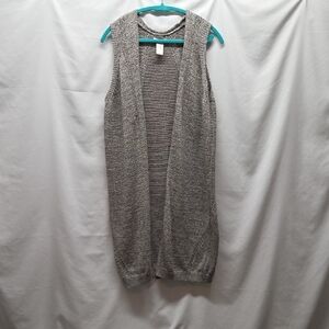 Cardigan Open Long Max Studio Gray Large Knit Sweater Boho